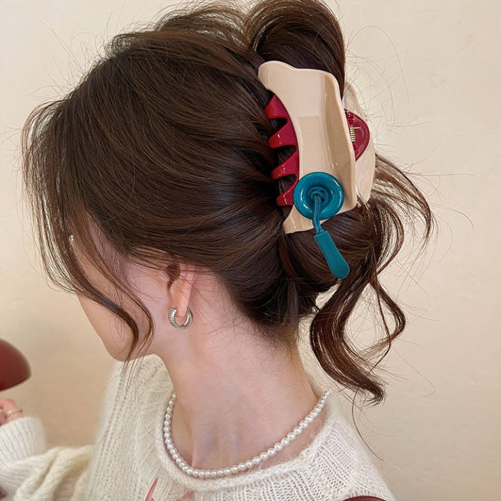 [H31]1# color matching blue and brown button double-sided fan-shaped about 9cm