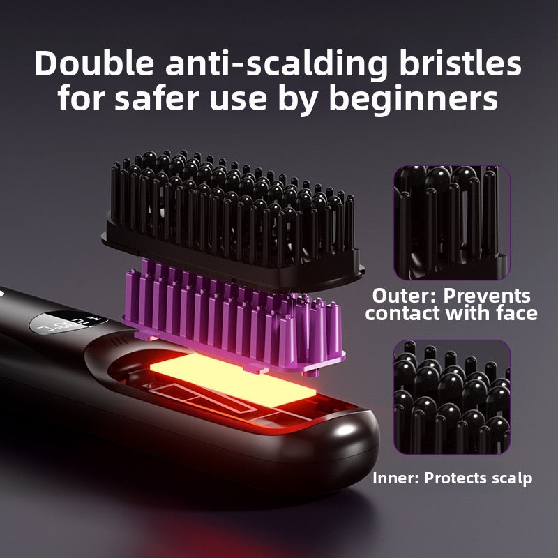 2025 New LCD Wireless Portable Curly Hair Straightening Comb