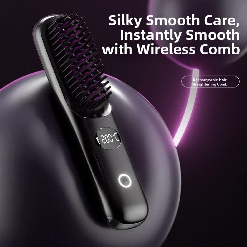 2025 New LCD Wireless Portable Curly Hair Straightening Comb