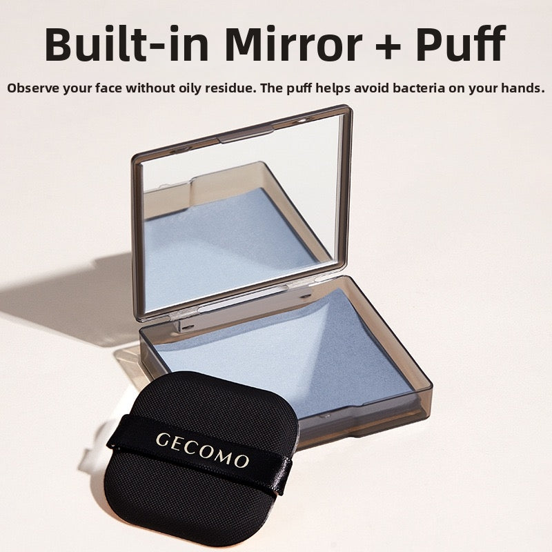 Portable facial oil-absorbing paper with puff and mirror case