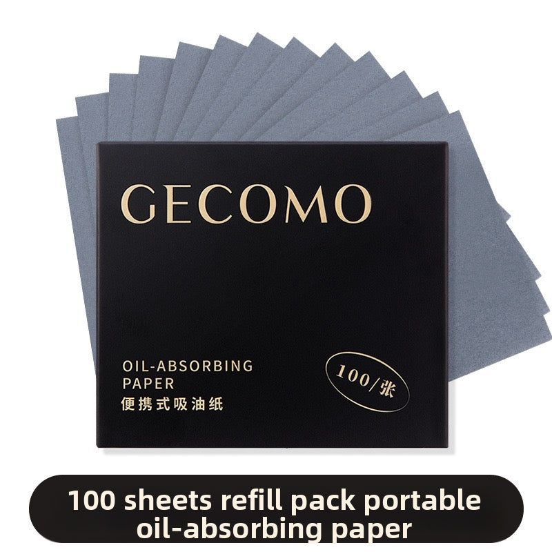 Portable facial oil-absorbing paper with puff and mirror case