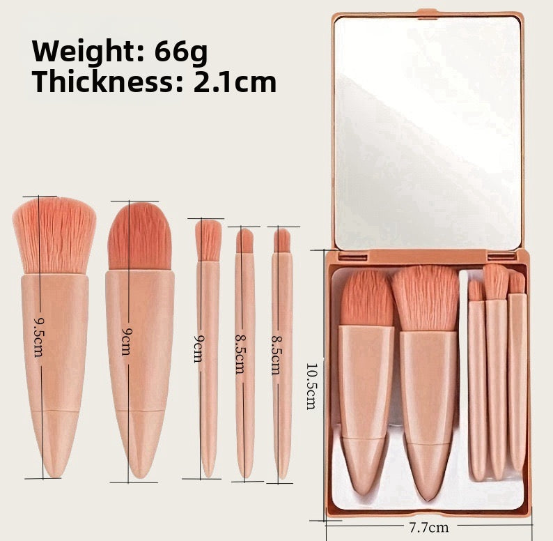 New 5-piece makeup brush set in mirror case
