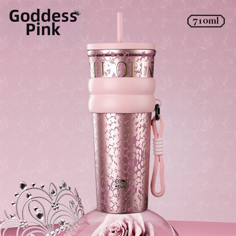 [I22]High-value thermos cup 316 stainless steel straw cup