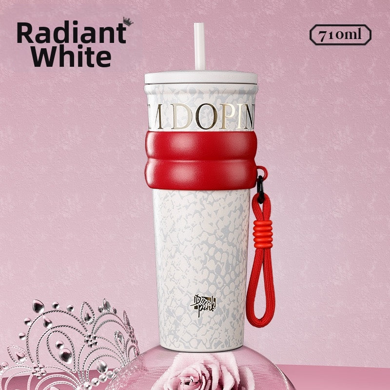 [I22]High-value thermos cup 316 stainless steel straw cup