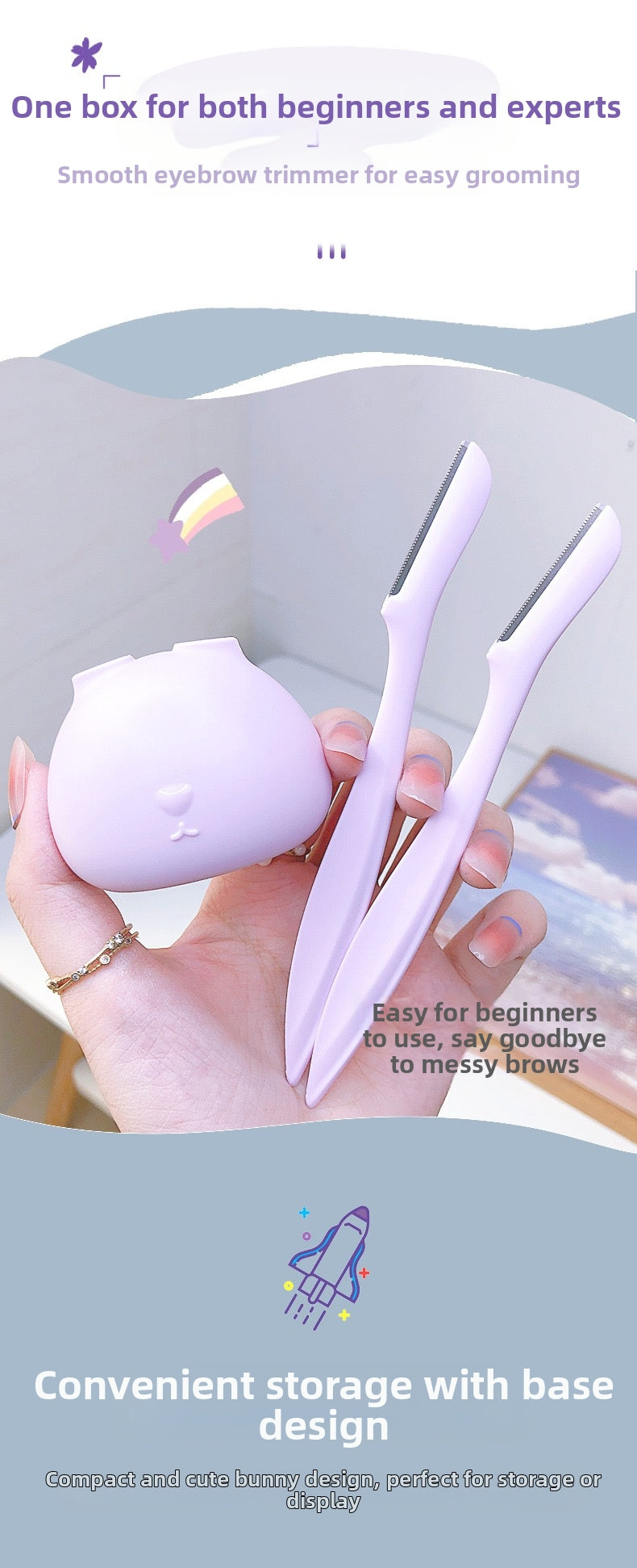 [I16]彩色可愛兔子眉毛修剪器2件裝