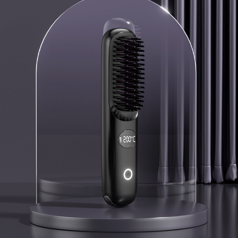 2025 New LCD Wireless Portable Curly Hair Straightening Comb