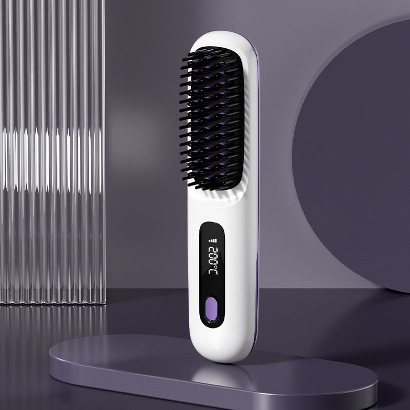 2025 New LCD Wireless Portable Curly Hair Straightening Comb