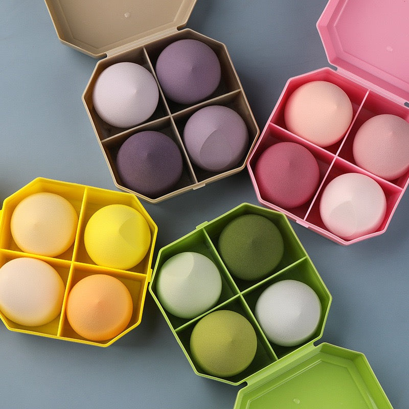 Patented box 4 powder puffs set