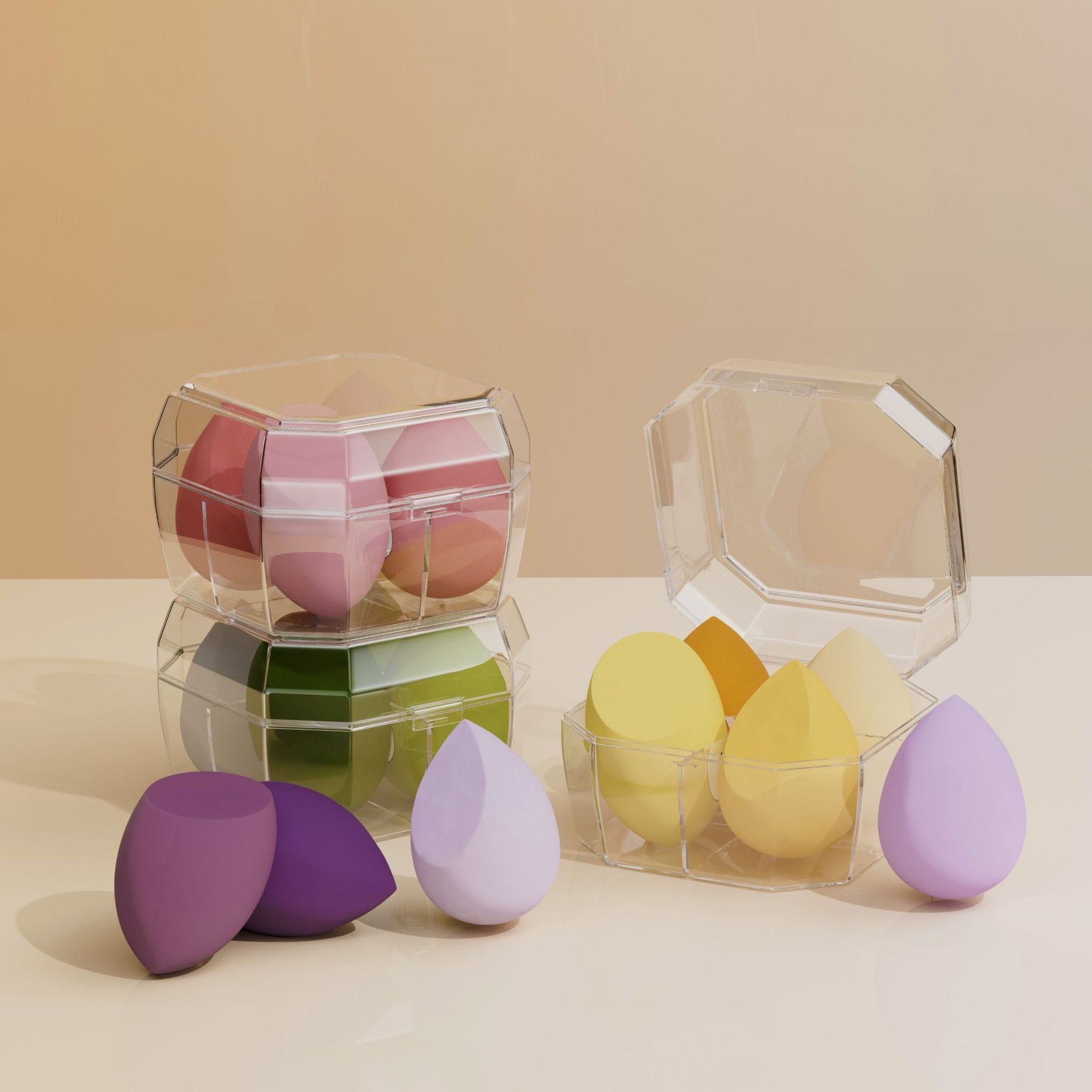 Patented box 4 powder puffs set