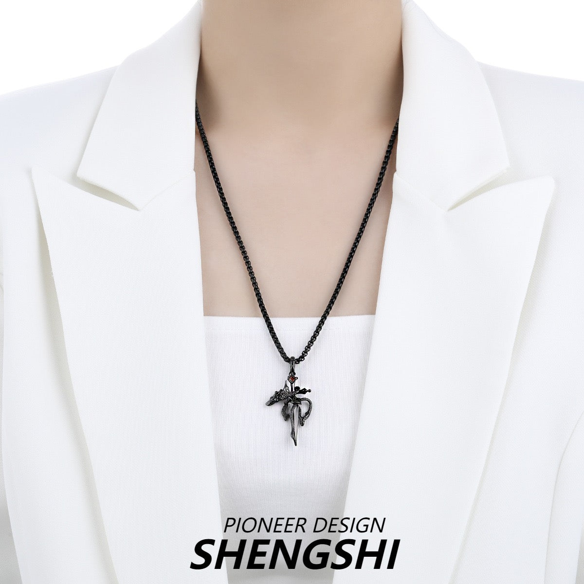 [F25]European and American cross dragon necklace