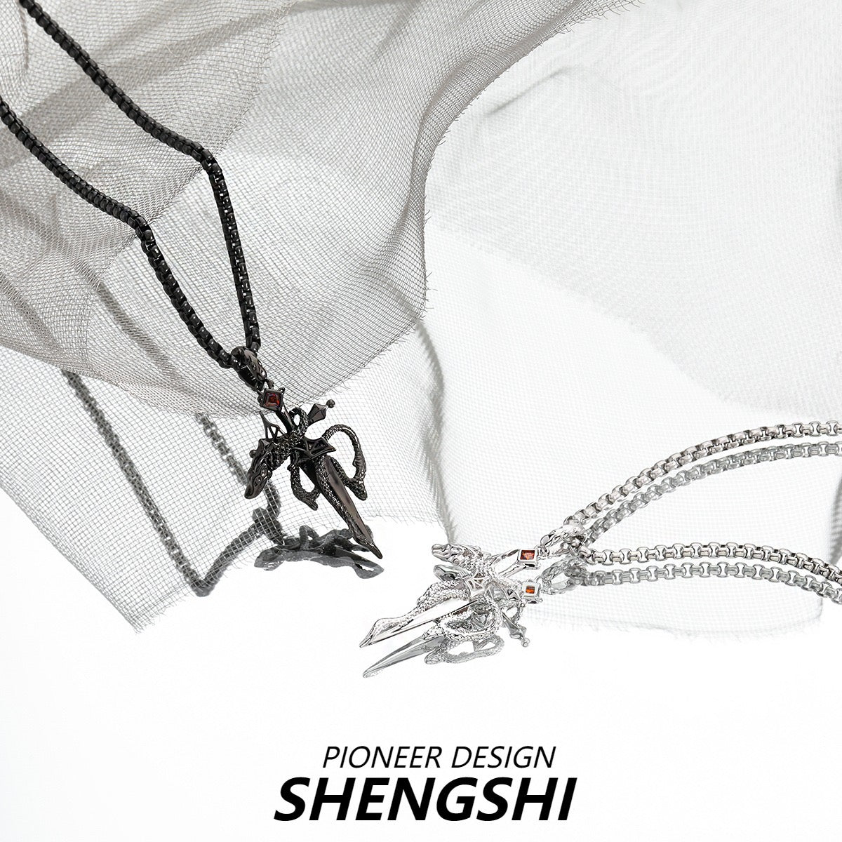 [F25]European and American cross dragon necklace
