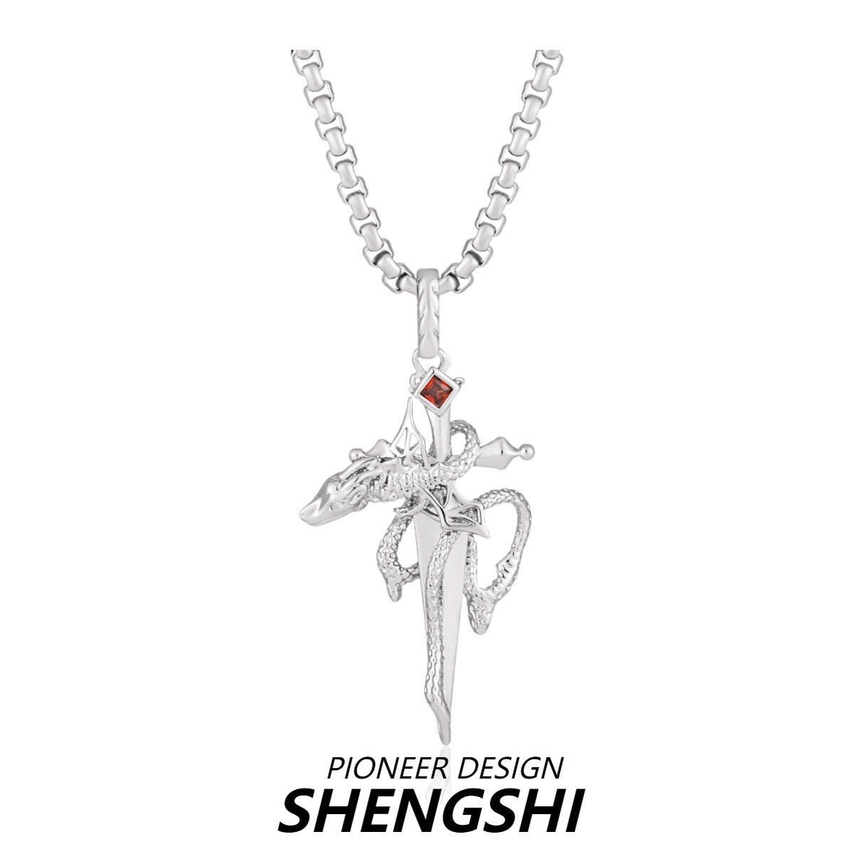 [F25]European and American cross dragon necklace