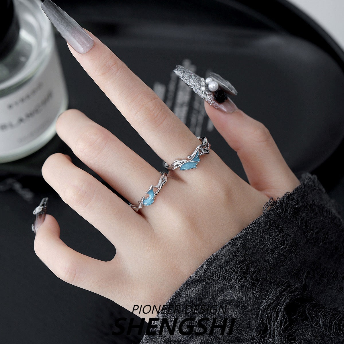 [F8]New wave fishtail couple ring