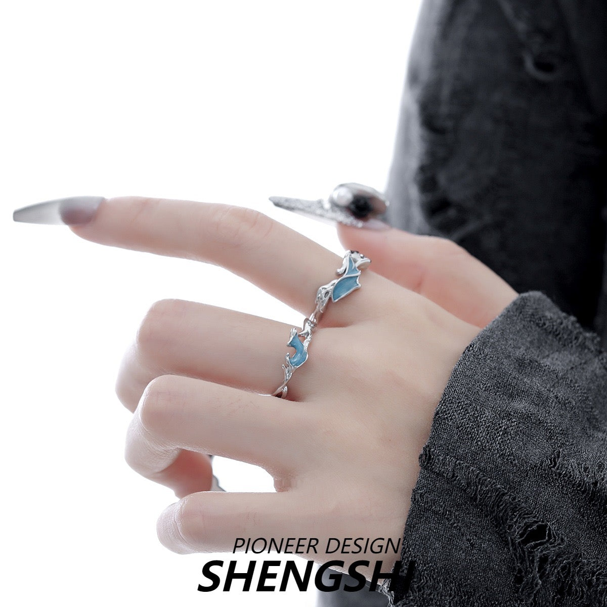 [F8]New wave fishtail couple ring