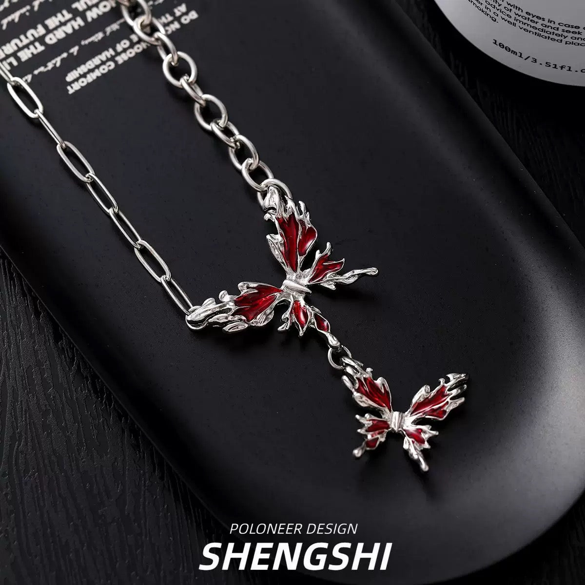 [F1]Red Double Butterfly Jewelry Necklace