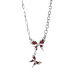 [F1]Red Double Butterfly Jewelry Necklace