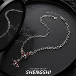 [F1]Red Double Butterfly Jewelry Necklace