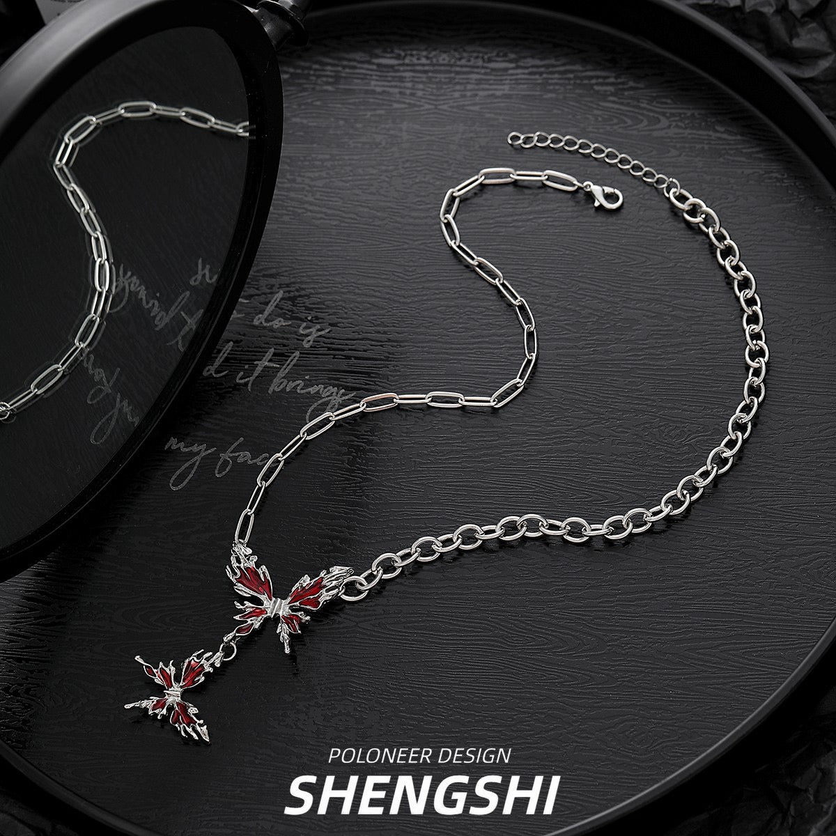 [F1]Red Double Butterfly Jewelry Necklace