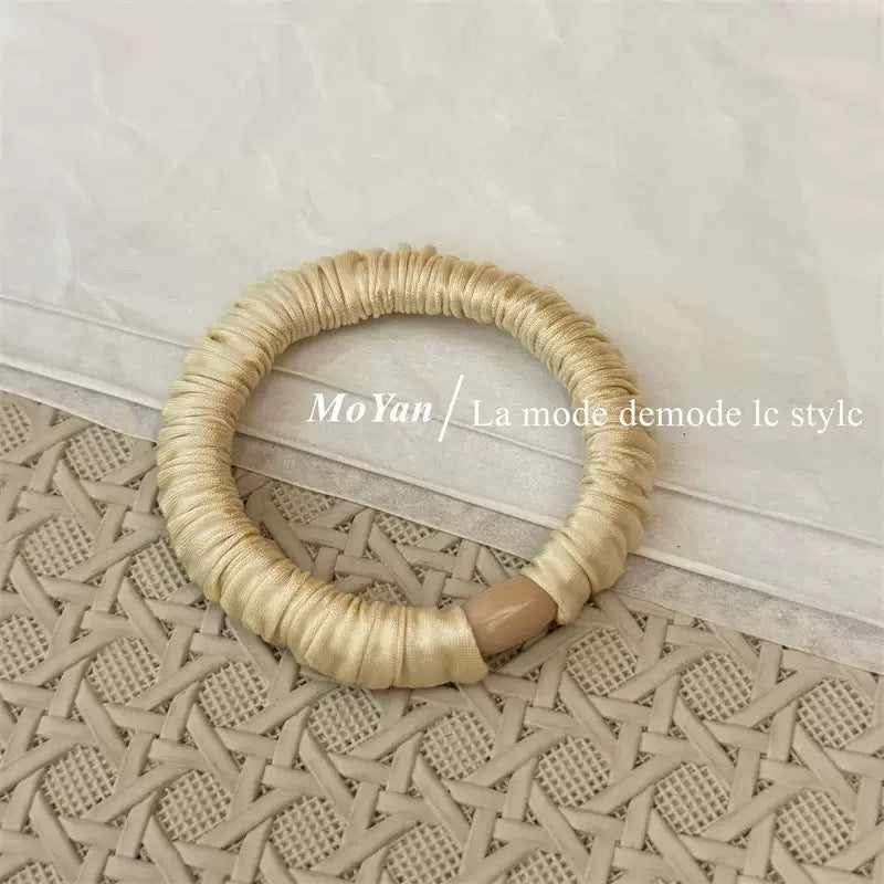 [H72]Korean style high-end solid color satin pleated small intestine hair tie