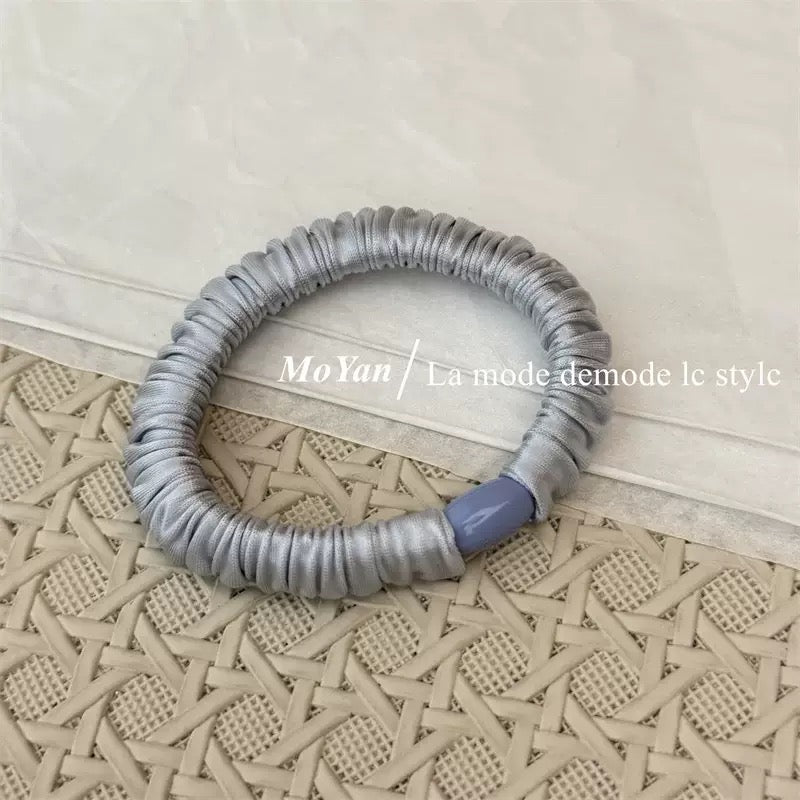 [H72]Korean style high-end solid color satin pleated small intestine hair tie