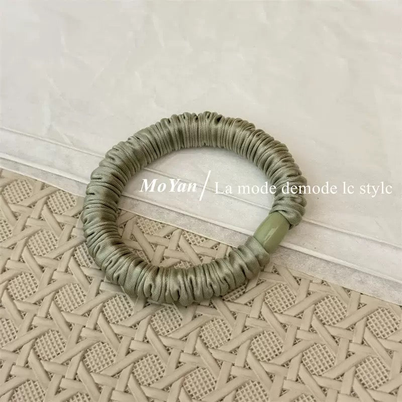 [H72]Korean style high-end solid color satin pleated small intestine hair tie