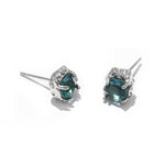 [F69]Metallic Lava Irregularly Inlaid with Cubic Gemstone Niche Earrings SSED-45