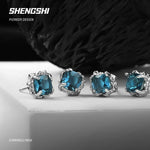 [F69]Metallic Lava Irregularly Inlaid with Cubic Gemstone Niche Earrings SSED-45