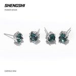 [F69]Metallic Lava Irregularly Inlaid with Cubic Gemstone Niche Earrings SSED-45