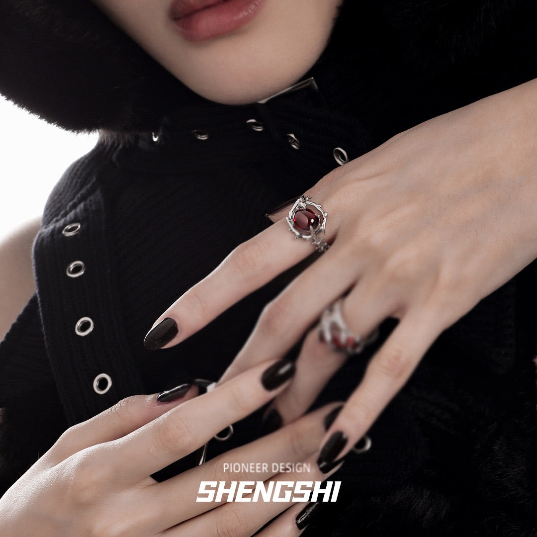 [F80]Niche high-end, understated luxury, dark, trendy, versatile open ring SSJZ-253 269