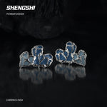 [F66]Korean Style Unique Color-Blocked Blue Heart Earrings SSED-36