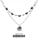 [F78]Double-layered cat necklace NS066-X2541