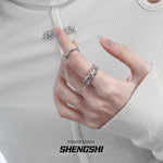 [F67]韓式小眾紋理鏈條雙指戒指 SSJZ-309