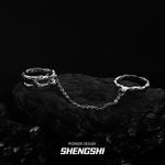 [F67]韓式小眾紋理鏈條雙指戒指 SSJZ-309