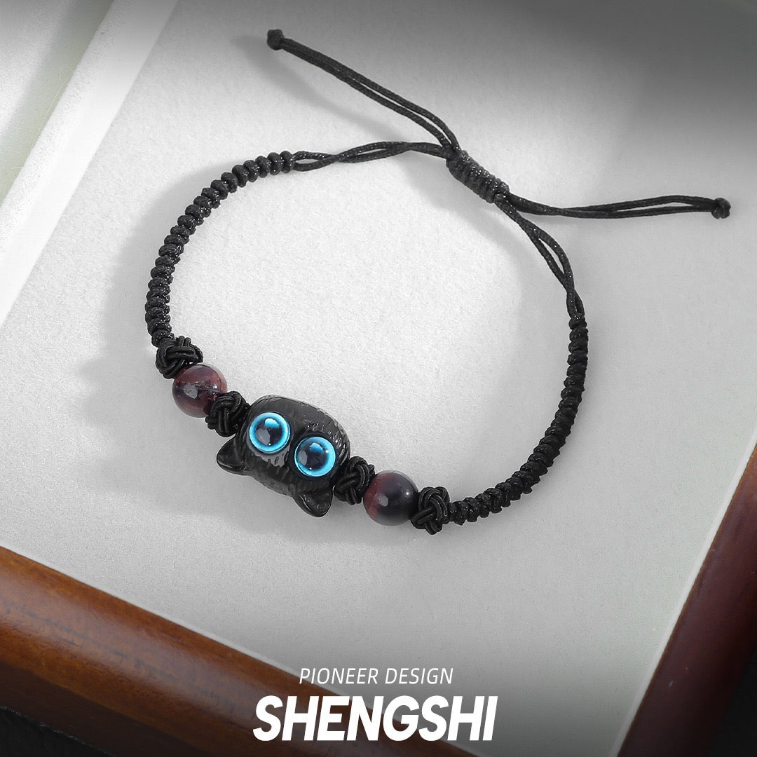 [F81]Niche Blue-Eyed Cat Braided Drawstring Bracelet NS038-S0530A