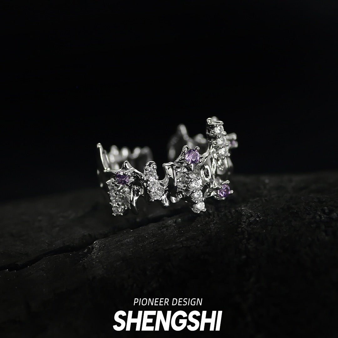 [F90]Original Sweet and Cool Style Starburst Inlaid Cubic Gemstone Ring SSJZ-528