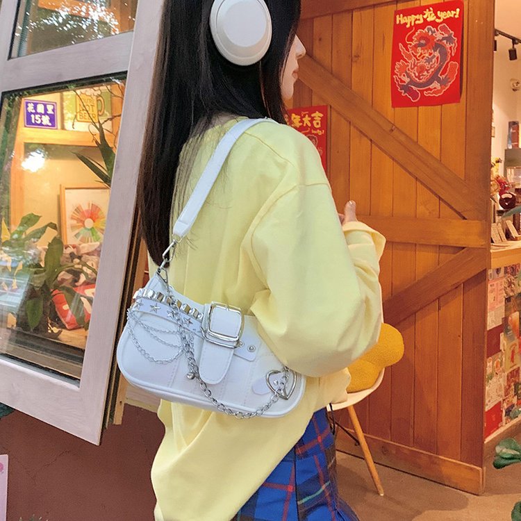 [G9]Y2K Hot Girl Motorcycle Chain Saddle Bag