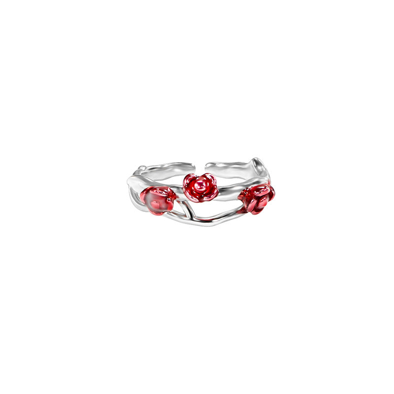 [F27]Personalized Rose Enamel Ring for Women-SSJZ-204